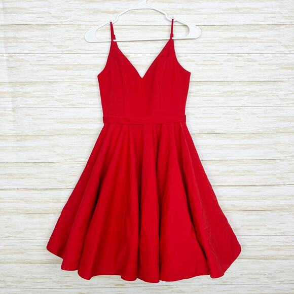 Ieena for Mac Duggal Red Low Back A-Line Party Dress - Picture 2 of 7